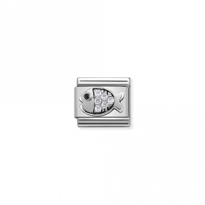 Classic Silver CZ Goldfish in White Animal Charms