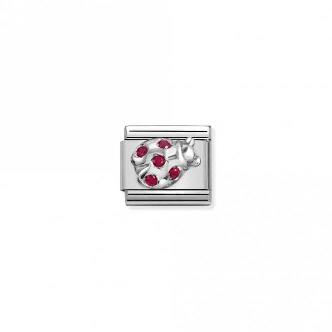 Classic Silver CZ Red Ladybug Animal Charms