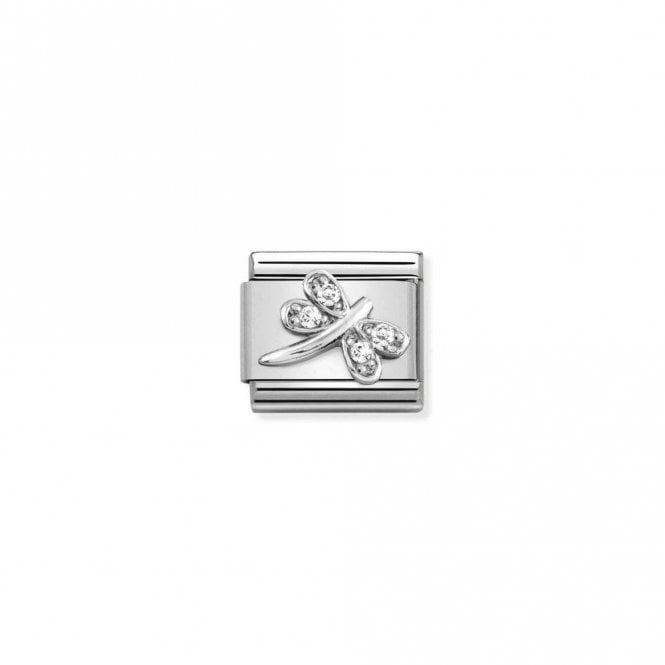 Classic Silver CZ White Dragonfly Animal Charms