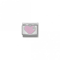 Classic Silver CZ Pink Heart Love & Hearts Charms