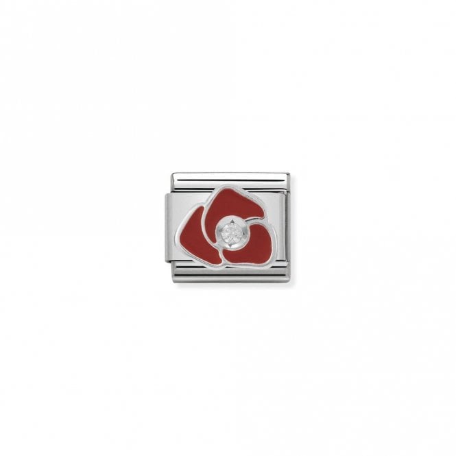 Classic Silver CZ Red Rose Flowers & Nature Charms