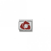 Classic Silver CZ Red Rose Flowers & Nature Charms