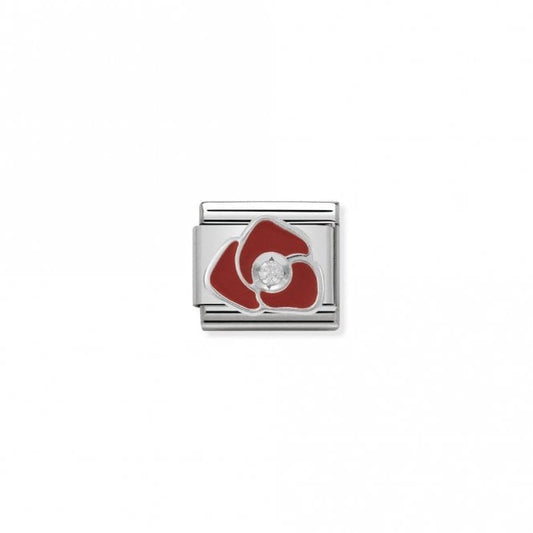 Classic Silver CZ Red Rose Flowers & Nature Charms