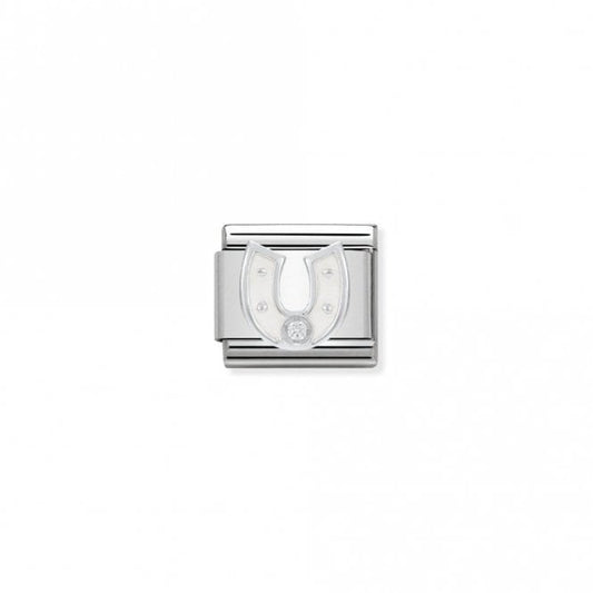 Classic Silver CZ White Horseshoe Good Luck Charms