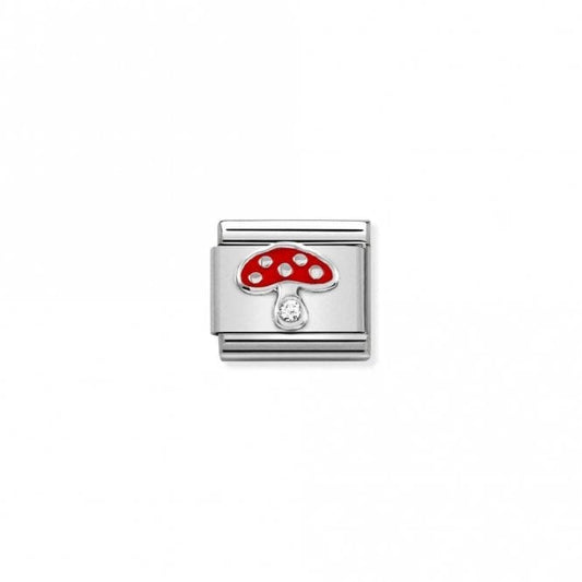 Nomination Classic Silver CZ Mushroom Flowers & Nature Charm