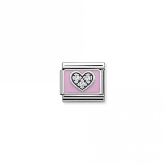Classic Silver CZ Heart Pink Friends & Family Charms