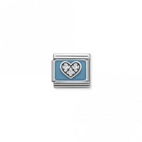 Classic Silver CZ Heart Light Blue Friends & Family Charms
