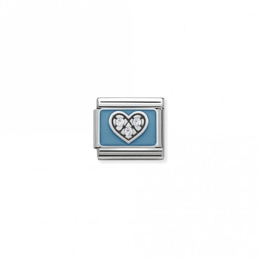 Classic Silver CZ Heart Light Blue Friends & Family Charms