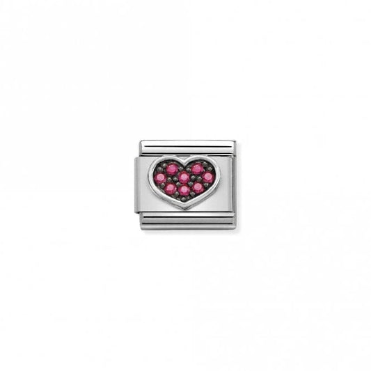 Classic Silver CZ Heart Fuchsia Love & Hearts Charms