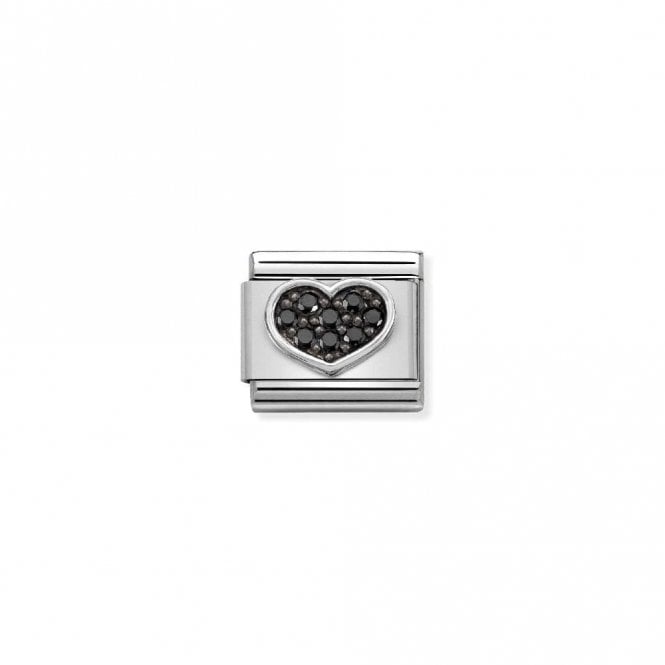 Classic Silver CZ Black Heart Love & Hearts Charms