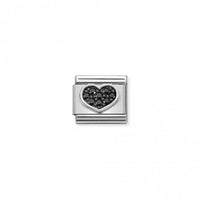 Classic Silver CZ Black Heart Love & Hearts Charms