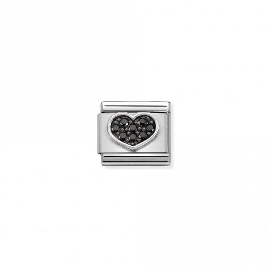 Classic Silver CZ Black Heart Love & Hearts Charms