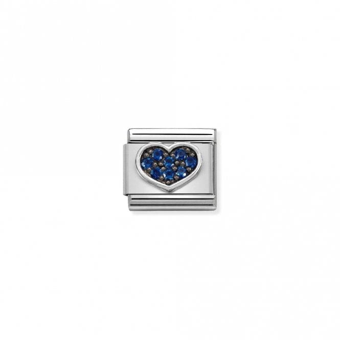 Classic Silver CZ Blue Heart Love & Hearts Charms