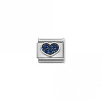 Classic Silver CZ Blue Heart Love & Hearts Charms