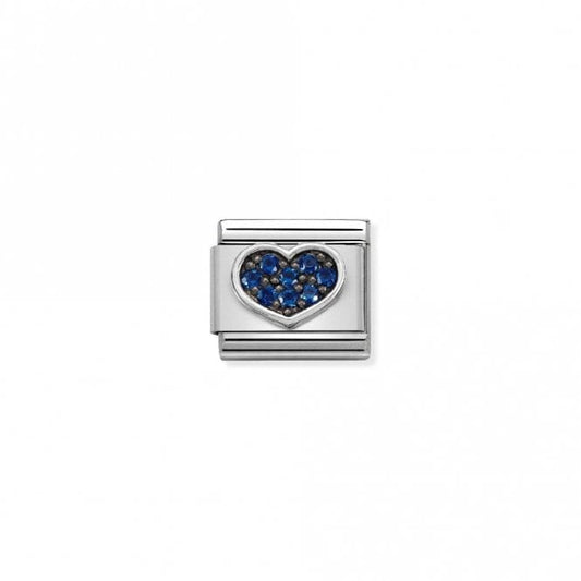 Classic Silver CZ Blue Heart Love & Hearts Charms