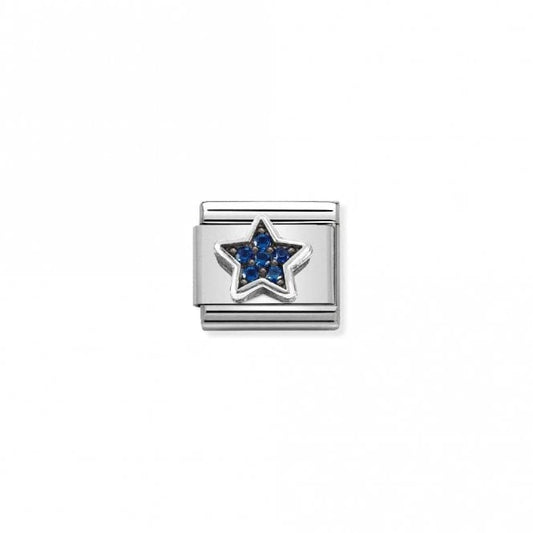 Classic Silver CZ Blue Star Sparkly Charms