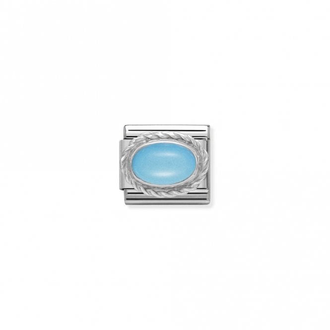 Classic Silver Turquoise Oval Sparkly Charms