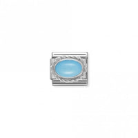 Classic Silver Turquoise Oval Sparkly Charms
