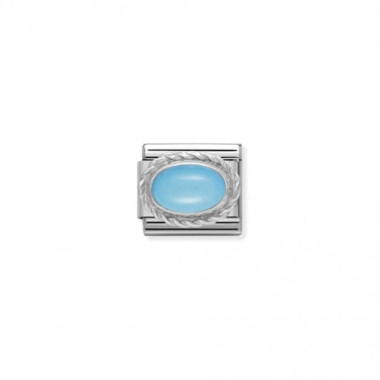 Classic Silver Turquoise Oval Sparkly Charms