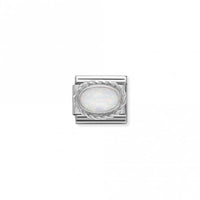 Classic Silver White Opal Oval Sparkly Charms