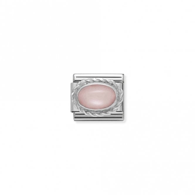 Classic Silver Pink Opal Oval Sparkly Charms
