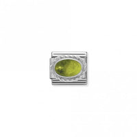 Classic Silver Peridot Oval Sparkly Charms