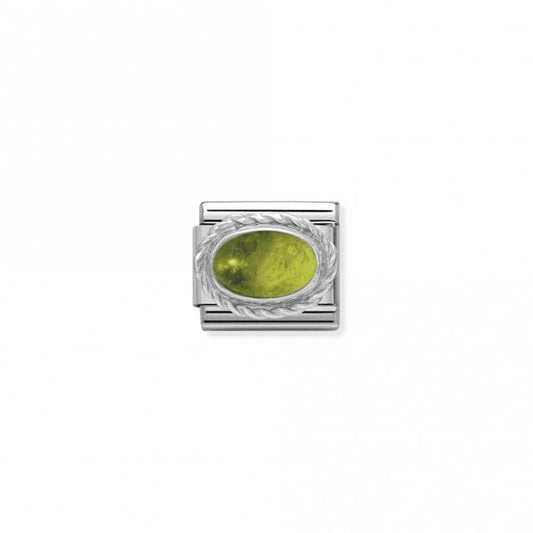 Classic Silver Peridot Oval Sparkly Charms
