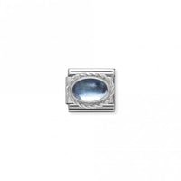 Classic Silver Light Blue Topaz Oval Sparkly Charms