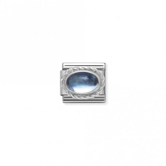 Classic Silver Light Blue Topaz Oval Sparkly Charms