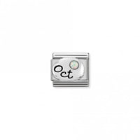 Classic Silver October White Opal Birthday & Birthstones Charms