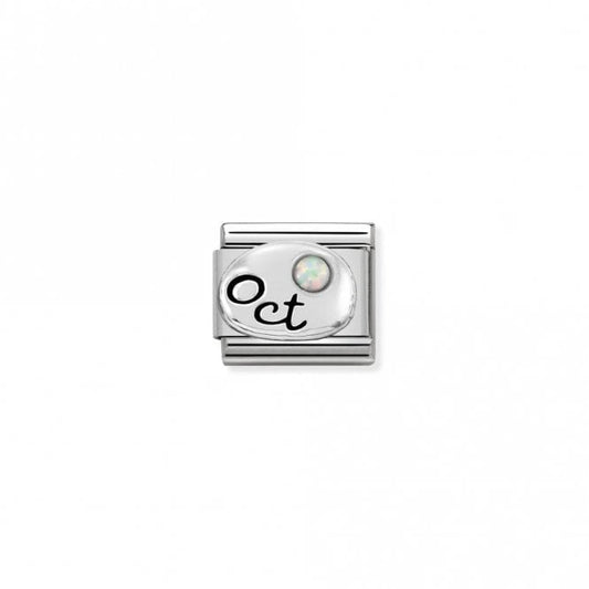 Classic Silver October White Opal Birthday & Birthstones Charms