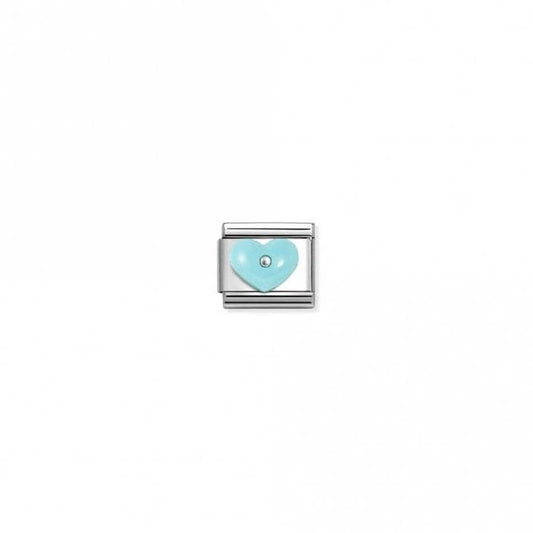 Classic Silver and CZ Turquoise Resin Heart Love & Hearts Charms