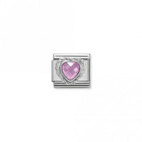 Classic Silver CZ Facetted Pink Heart Love & Hearts Charms