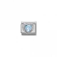 Classic Silver CZ Facetted Light Blue Heart Love & Hearts Charms