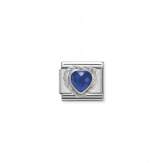 Classic Silver CZ Facetted Blue Love & Hearts Charms