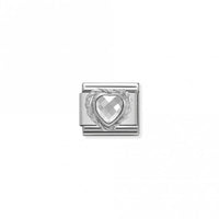 Classic Silver CZ Facetted White Heart Love & Hearts Charms