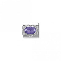 Classic Silver CZ Facetted Purple Oval Sparkly Charms