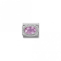 Classic Silver CZ Facetted Pink Oval Sparkly Charms
