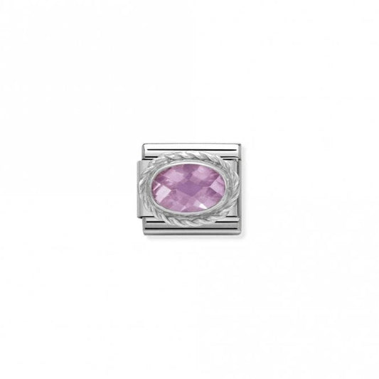 Classic Silver CZ Facetted Pink Oval Sparkly Charms
