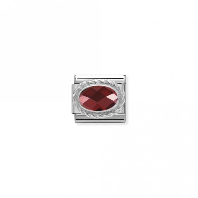 Classic Silver CZ Facetted Red Oval Sparkly Charms