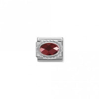 Classic Silver CZ Facetted Red Oval Sparkly Charms