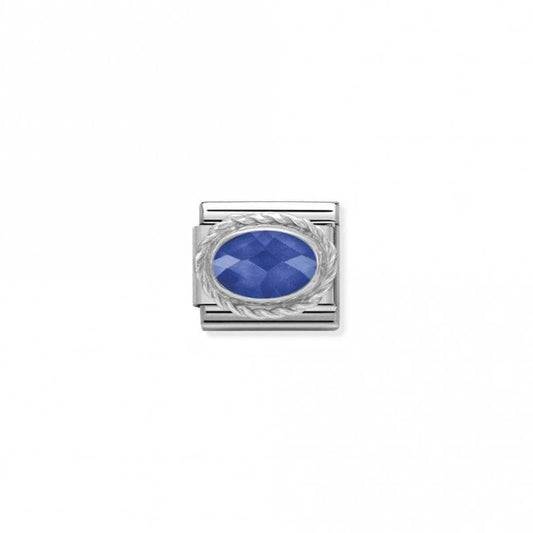 Classic Silver CZ Facetted Blue Oval Sparkly Charms