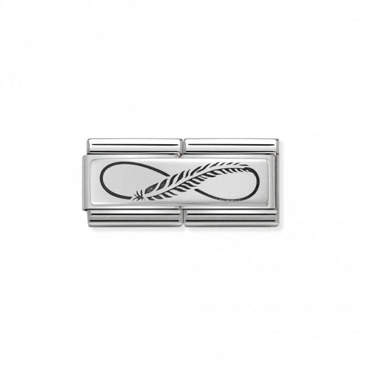 Silver Double Infinity Feather Love & Hearts Charms