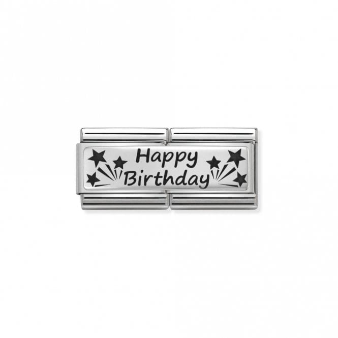 Silver Double Happy Birthday Birthday & Birthstones Charms