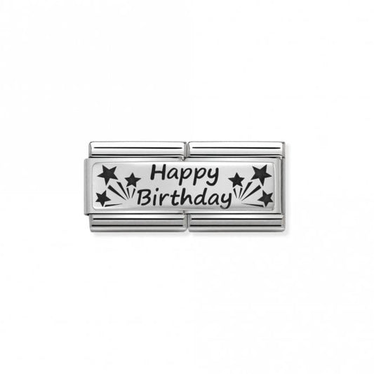 Silver Double Happy Birthday Birthday & Birthstones Charms