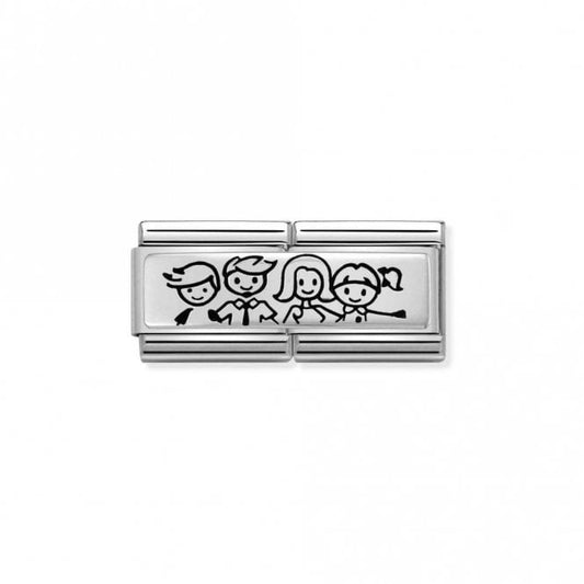 Silver and Enamel Double Boy and Girl with Family Friends & Family Charms