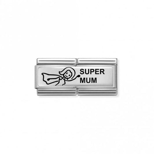 Silver and Enamel Double Super Mum Friends & Family Charms