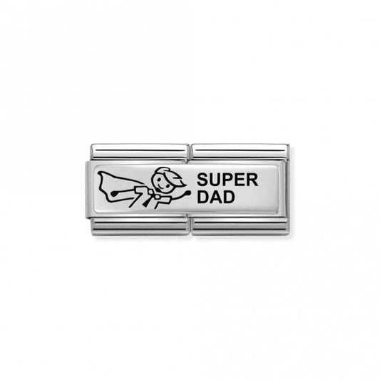 Silver and Enamel Double Super Dad Friends & Family Charms