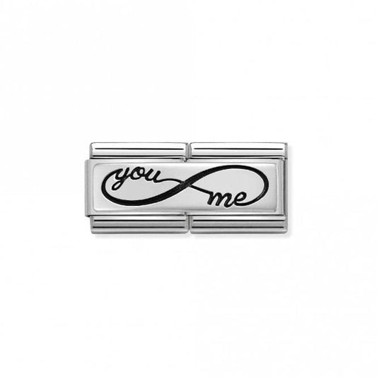 Silver and Enamel Double You INFINITE Me Love & Hearts Charms