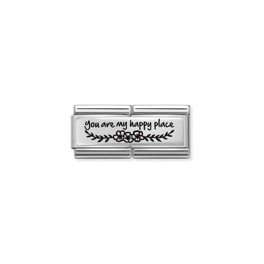 Silver Double Engraved You Are My Happy Place Love & Hearts Charms